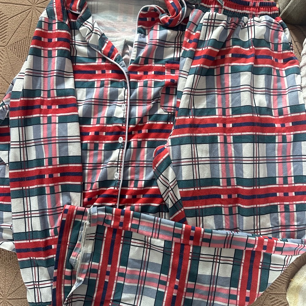 Plaid Womens Pajamas - Red, green white, thick